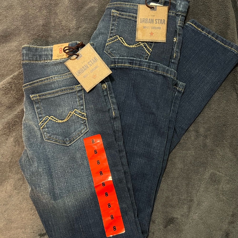 NWT Sets of 2-Boys Urban Star Jeans with Signature Stitch